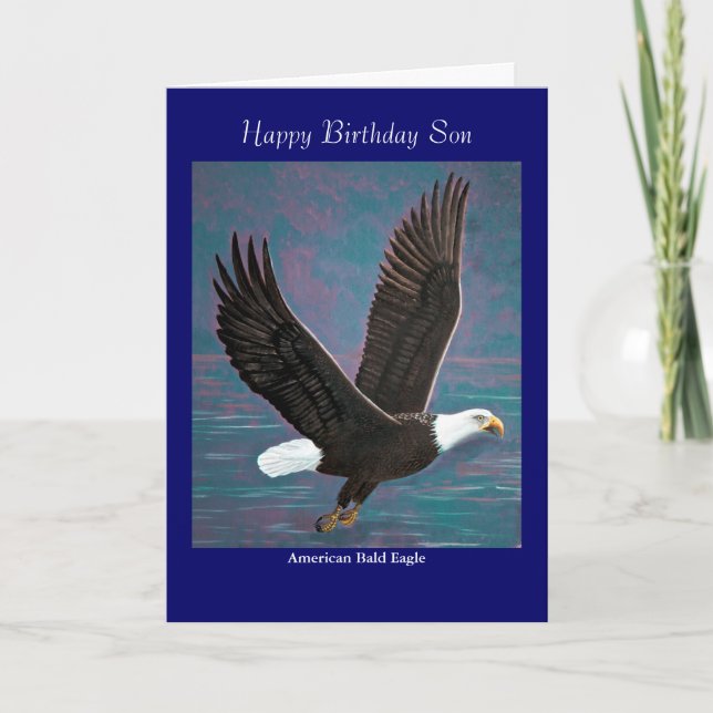 Cartão Bald Eagle Birthday (Frente)