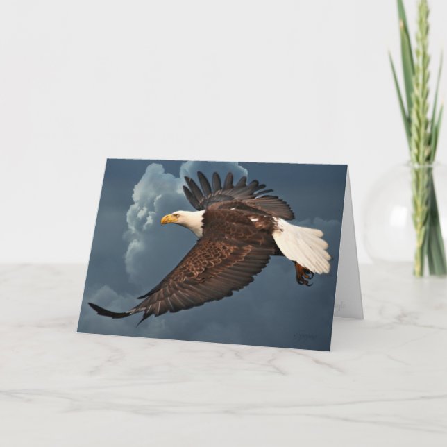 Cartão Bald Eagle Card com aspas inspiradoras (Frente)