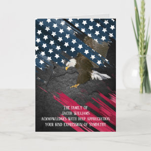 Cartão Bald Eagle On Flag Simpatia obrigado