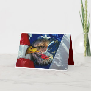 Cartão Bald Eagle Wolf American Flag