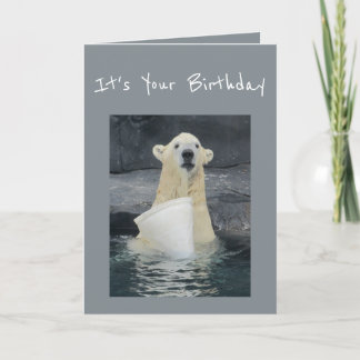 Cartão Balde do urso polar do aniversário do humor do