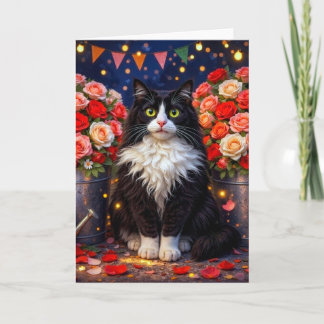 Cartão Baldes De Rosas, Gato