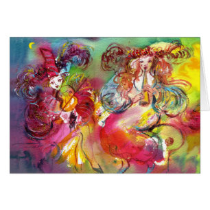 Cartão BALÉ DE CARNIVAL / Máscara Veneziana,Dança,Música