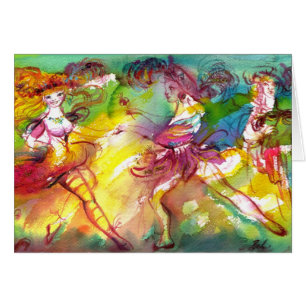 Cartão BALÉ DE CARNIVAL / Máscara Veneziana,Dança,Música