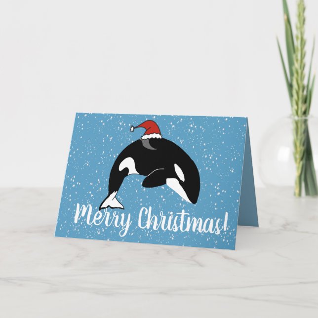 Cartão Baleia Assassina de Orca de Natal (Frente)