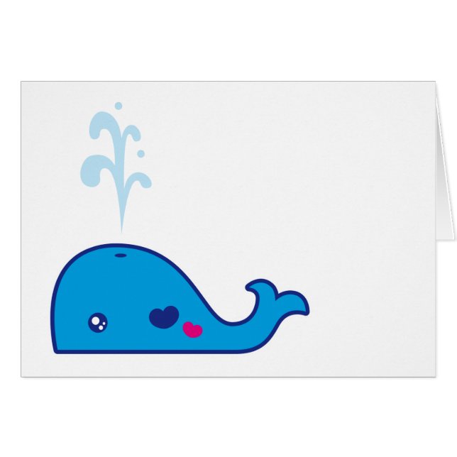 Cartão Baleia de Kawaii (Frente Horizontal)