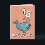 Cartão baleia do BD - 18<br><div class="desc">Baleia do feliz aniversario - 18 anos de baleia de humpback bonito velha em um cartão específico à idade do aniversário. Texto interno: "Esperança você tem uma baleia de um momento!"</div>