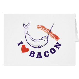 Cartão baleia narwhal eu amo o bacon