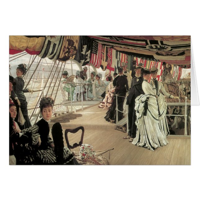 Cartão Ball on Shipboard por James Tissot, Arte Vitoriana (Frente Horizontal)