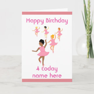 Cartão Ballerina, aniversário de crianças card add name a