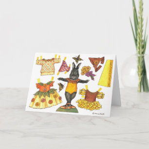 Cartão Ballerina Bunny Halloween Paper Doll card