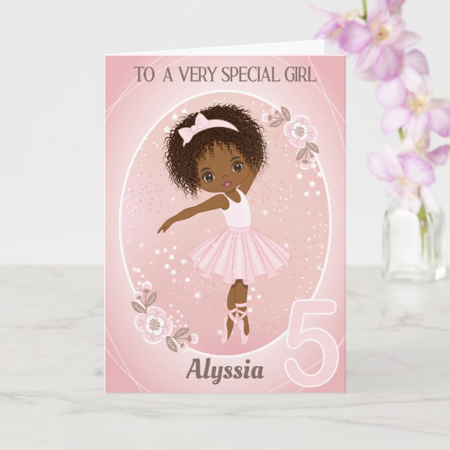 Cartão Ballerina Happy Birthday Card | Menina de 5 Anos (Orquídea)