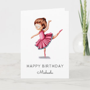 Cartão Ballerina Pink Tutu Girl Birday