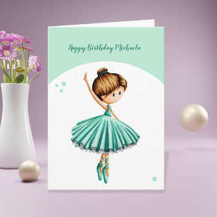 Cartão Ballet Dancer Personalized Turquoise Girl Birthday