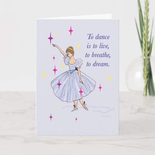 Cartão Ballet Encorajamento Bailarina com Estrelas Sucess (Frente)
