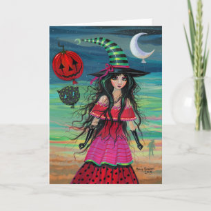 Cartão Balloon Witch Halloween Fantasy Art