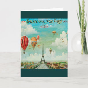 Cartão Ballooning Over Paris Vintage Travel Artwork