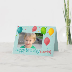 Cartão Balloons and Confetti Photo Birthday Greeting Card