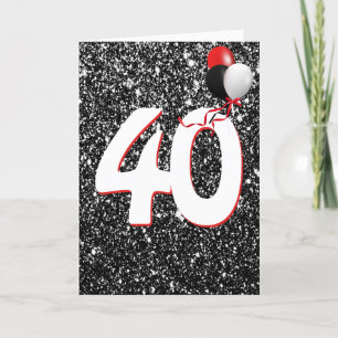 Cartão Balões aniversário de 40 anos na placa brilhante