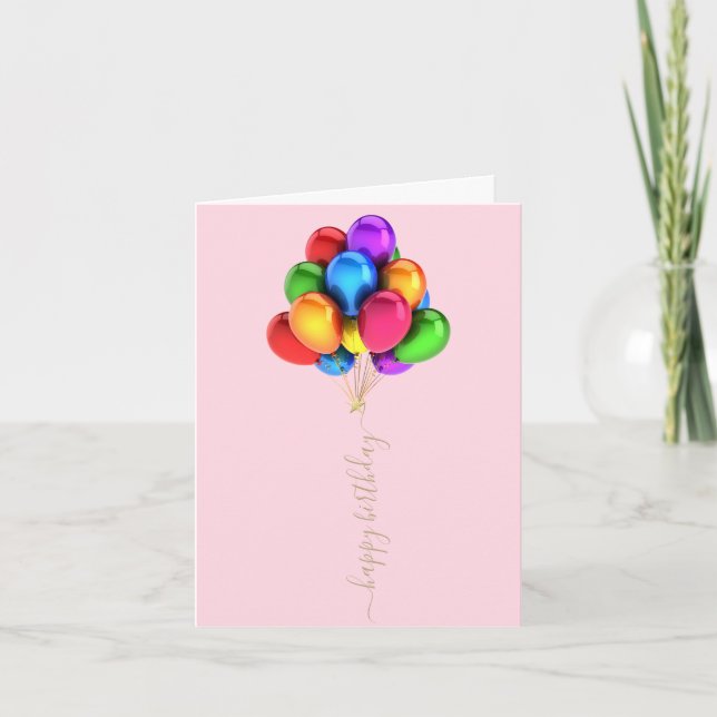 Cartão Balões Brilhantes Coloridos | Parabéns (Frente)