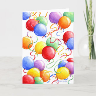 Cartão Balões Coloridos de Aniversário