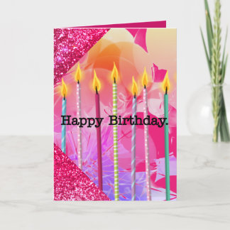 Cartão Balões cor-de-rosa e velas Menina Aniversário