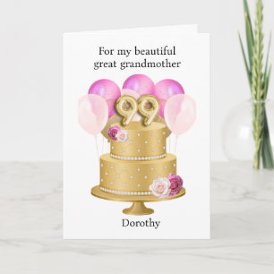 Cartão Balões Cor-de-Rosa Flores Dourado Aniversário de 9