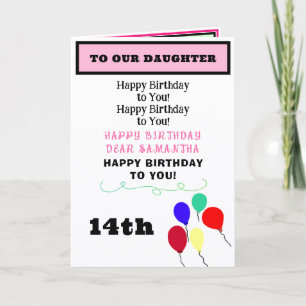 Cartão Balões de Aniversário da Filha Cupcakes NOME Qualq