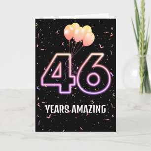 Cartão Balões de Aniversário de 46 anos e Confetes