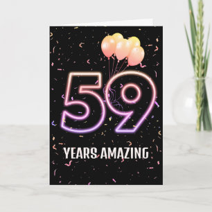 Cartão Balões de Aniversário de 59 anos e Confetes