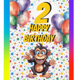 Cartão Balões de Aniversário de criança Macaco