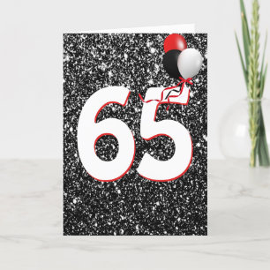 Cartão Balões de aniversário do 65° aniversário sobre