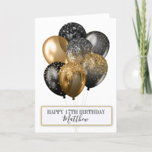 Balões de Aniversário Elegantes Preto e Dourado Br