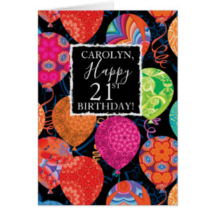 Cartão Balões De Aniversário Festivos Para Ela