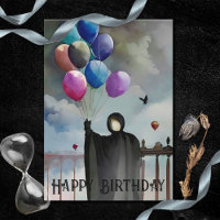 Balões de aniversário góticos e Cloak negro do céu
