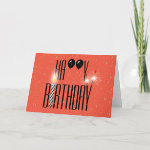 Cartão Balões de Aniversário Negros com Sparkler