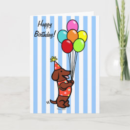 Cartão Balões de Cartoons de Aniversário do Dachshund