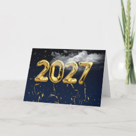 Cartão Balões de folha de ouro em nuvens em 2026