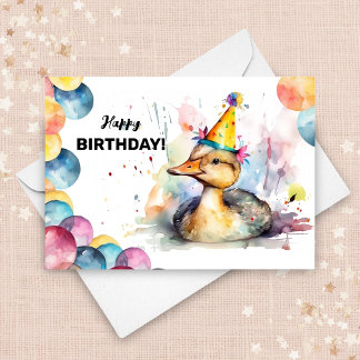 Cartão Balões de Pato-Bebê-Cute e Festa Hábito