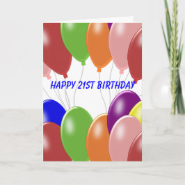 Cartão Balões Design Personalizados aniversário de 21 ano