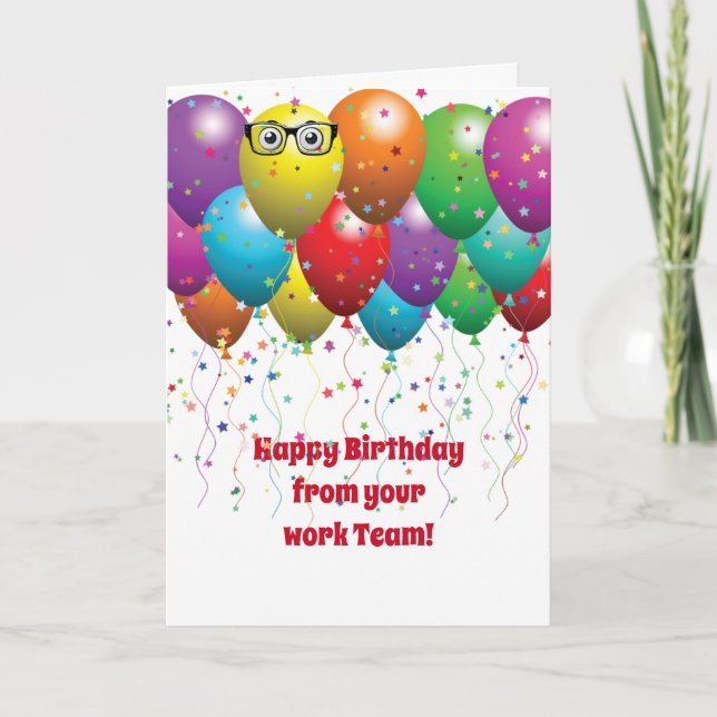 Cartão Balões do feliz aniversario dos colegas de (Frente)