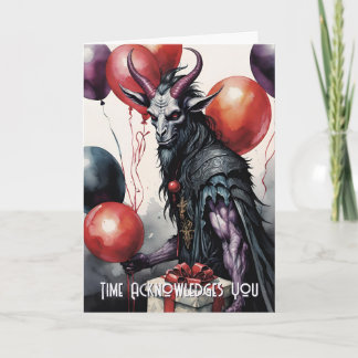 Cartão Balões e Presentes de Aniversário Baphomet Gótico