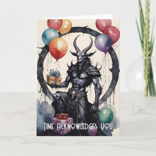 Cartão Balões e Presentes de Aniversário Baphomet Gótico