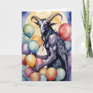 Cartão Balões e Presentes de Aniversário Baphomet Gótico