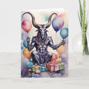 Cartão Balões e Presentes de Aniversário Baphomet Gótico