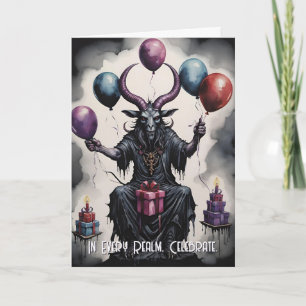 Cartão Balões e Presentes de Aniversário Baphomet Gótico