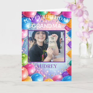 Cartão Balões Felizes Festivos Personalizados Foto Aniver