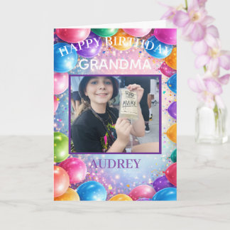Cartão Balões Felizes Festivos Personalizados Foto Aniver