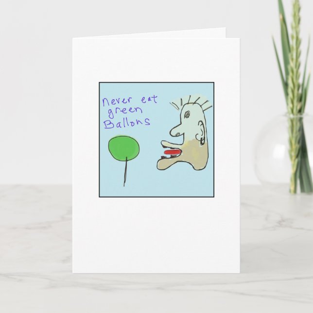 Cartão Balões Verdes Ilustrados Funky (Frente)