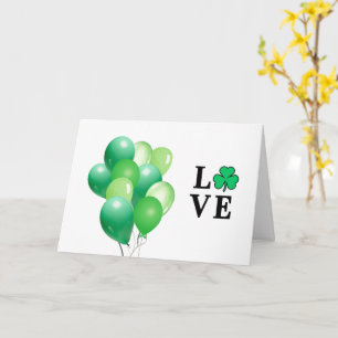 Cartão Balões Verdes Irlanda LOVE Para Todos os Fins Mant
